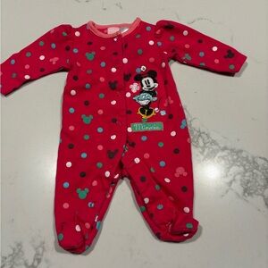 Disney Minnie Mouse Red and Black Polka Dot Footie
